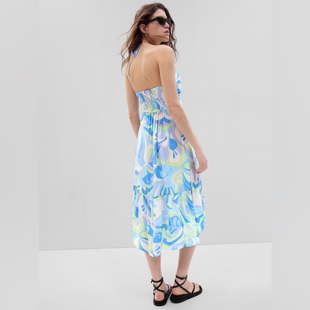 Groovy Blue and Green Halter Dress
